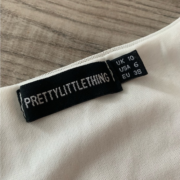 Pretty Little Thing white mesh tie mini dress - Picture 4 of 4